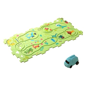 Puzzle Track Car Paly Zestaw z pojazdami Puzzle Dinosaur Hand Eye 8
