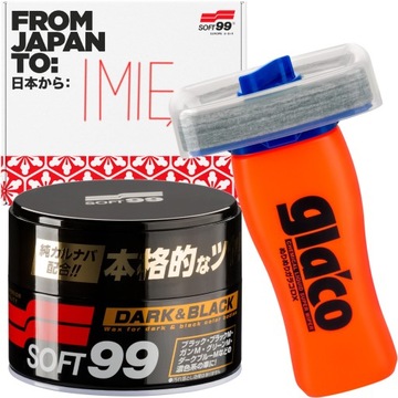 SOFT99 DARK BLACK + GLACO DX WOSK DO SAMOCHODU AUT NIEWIDZIALNE WYCIERACZKA