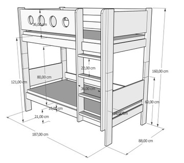 Кровать двухъярусная URWISEK-P 180x80 Складная 2в1