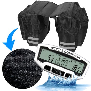 Wodoodporny Licznik Komputer Na Rower + Torba Sakwa Rowerowa Na Bagażnik