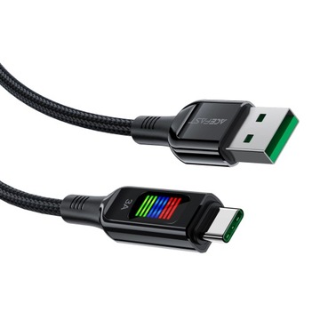 Кабель Acefast C7-04 USB-A USB-C 60 Вт 1,2 м с дисплеем - черный