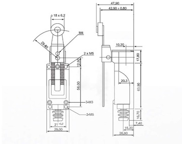 5 шт. концевой выключатель, регулируемый поворотный роликовый рычаг