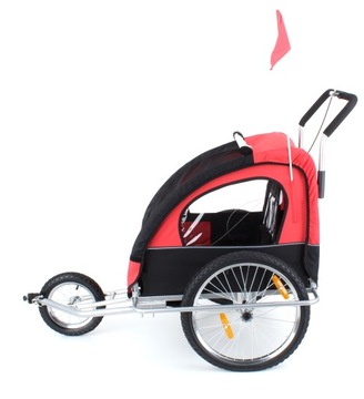 ВЕЛОСИПЕДНЫЙ ПРИЦЕП НА 2 ЧЕЛОВЕКА JOGGER С ПОДВЕСКОЙ, КРАСНЫЙ