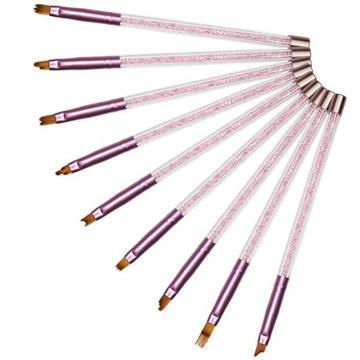 Pędzelek do zdobień EM Nail One Stroke 9szt