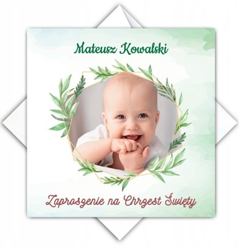 ZAPROSZENIE NA CHRZEST ze ZDJĘCIEM Koperta Imię