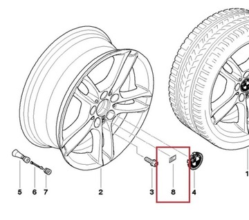 4 шт. Наклейки со значком BMW M-Power на диски, руль, кокпит 17x9 хром.