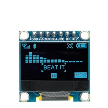 OLED Niebieski 128x64 3V SPI 0,96