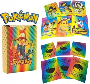 Karty pokemon tęczowe kolorowe najnowsze 55 szt