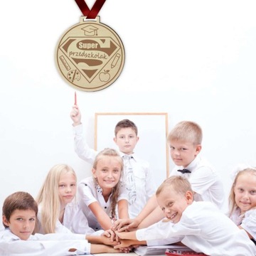 МЕДАЛЬ СУПЕРДОШКОЛЬНИК бордовая лента конец года