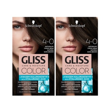 Gliss Color Farba do włosów 4-0 Nat. Ciemny Brązx2