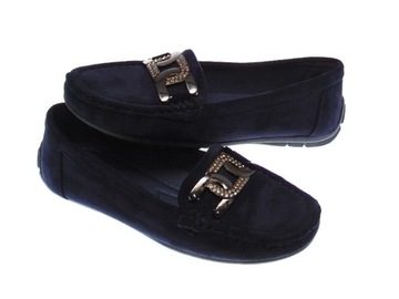 ЛОФЕРЫ ЖЕНСКИЕ ЗАМШЕВЫЕ Темно-синие, размер 40