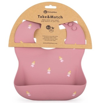 PETITE&MARS SILIKONOWA ŚLINIAK DO NAUKI JEDZENIA ŚLINIACZEK