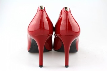 Czerwone lakierowane czółenka szpilki skórzane buty damskie nowe Sala 38