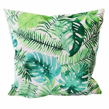 PODUSZKA OGRODOWA WODOODPORNA 45x45 ZIELONY LIŚĆ MONSTERA PALMY / WZ-548