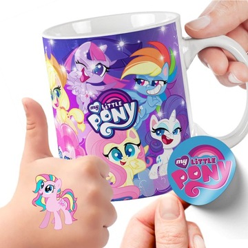 ZESTAW NA PREZENT KUBEK DLA DZIECI TATUAŻE NAKLEJKI MY LITTLE PONY JAKOŚĆ