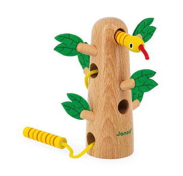 Zabawki edukacyjne -drewniana przeplatanka z wężem Drzewo Tropik 18m+ Janod