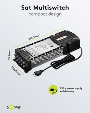 Мультипереключатель спутникового ТВ, 9 входов, 16 выходов
