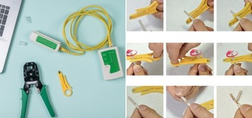 Zaciskarka Do Kabli LAN Sieciowych Tester Kabli RJ45 RJ11 3in1 Zestaw ETUI