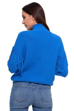 ТЕПЛЫЙ ЖЕНСКИЙ ДЖЕМПЕР С БАХОЙ ПОЛУТУРЛЕННОВЫЙ МОДНЫЙ ДЖЕМПЕР MORAJ BLUE XL