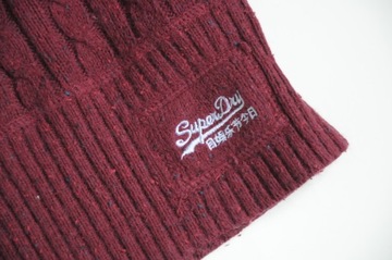 SUPERDRY Bordowy dopasowany sweter + logo S