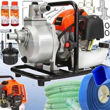 POMPA SPALINOWA WODY MOTOPOMPA 1' CAL + WĘŻE 25m +OLEJE ŁATWE ZASYSANIE