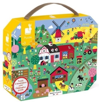 JANOD Puzzle obserwacyjne w walizce Farma 24 elem.