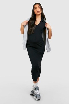 ЧЕРНОЕ ПЛАТЬЕ ДЛЯ МАТЕРИ BOOHOO, ВОРОТНИК В ПОЛОСКУ 5HA NG2__L