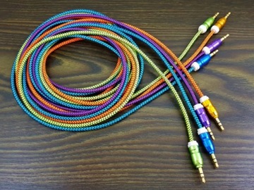 KABEL PRZEWÓD AUX MINI JACK 3,5mm 2m OPLOT Kolor