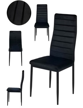 Krzesło tapicerowane pikowane WELUROWE 01 salon jadalnia LOFT czarny