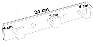 Вешалка для полотенец для ванной, ЧЕРНАЯ, LOFT METAL, КРЮЧКИ LOFT, 24 см