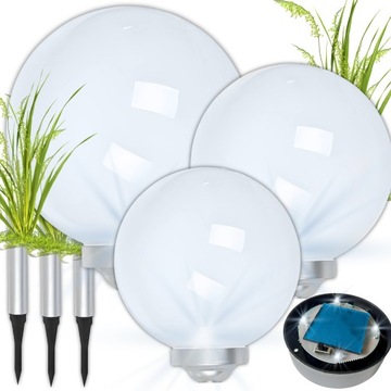 Lampy solarne ogrodowe KULA DUŻA ZESTAW 3 lampa solarna duże kule 30/20/15
