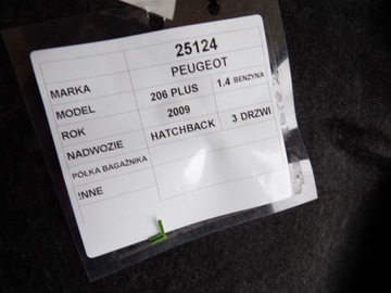 PEUGEOT 206+ PLUS POLIČKA KUFRU 1,4B