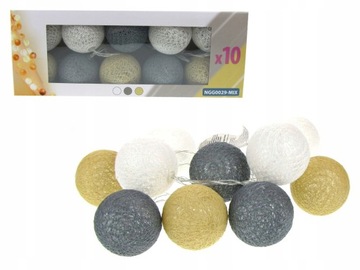 COTTON BALL BALLS ŚWIECĄCE KULE LED LAMPKI GIRLAND