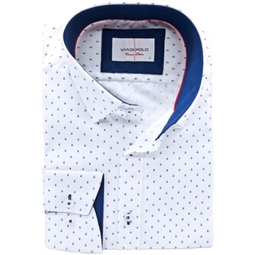 БЕЛАЯ С УЗОРАМИ МОДНАЯ РУБАШКА SLIM FIT L 41/42