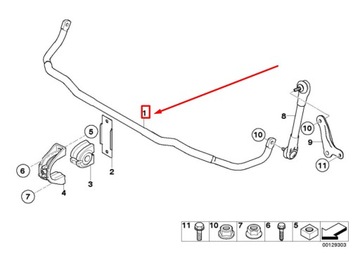 BMW 6 CABRIO E64 FRONTA STABILIZÁTOR 2283123 31352283123