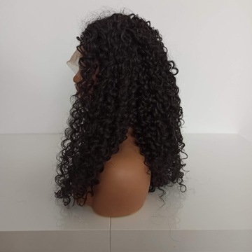 Парик LACE FRONT, черный, афро кудри + шапочка БЕСПЛАТНО