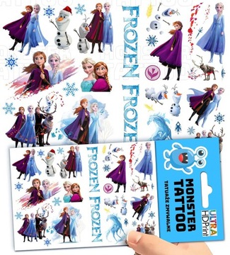 TATUAŻE ZMYWALNE TYMCZASOWE DLA DZIECI FROZEN KRAINA LODU WZORY ORYGINALNE
