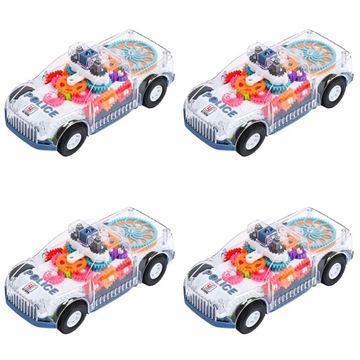 4PCS Electric Transparent Gear Police Car