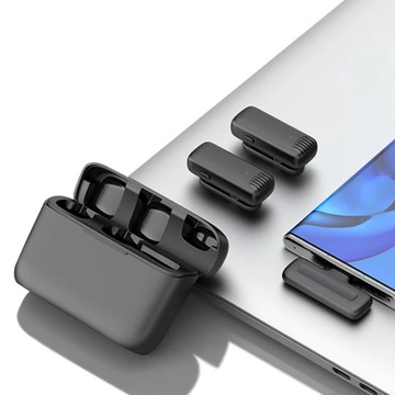 БЕСПРОВОДНОЙ СВЯЗАННЫЙ МИКРОФОН 2 МИКРОФОНА USB C APPLE ANDROID POWERBANK