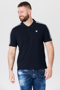 GUESS - Granatowa koszulka polo z lampasami r XL