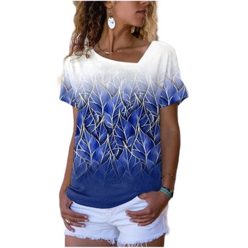 ELEGANCKA BLUZKA DAMSKA NADRUK DRZEWO LIŚCIE, XL