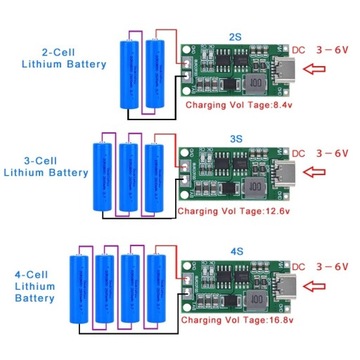 Зарядное устройство BMS 2S 1A Type-C 7,4–8,4 В Boost LiPo Li-Ion 18650 Зарядное устройство