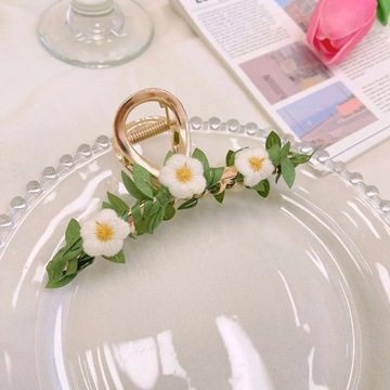 Spring Lily Flower Claw Clip For Women Sweet Vintage Leaf Sunflower Claw
