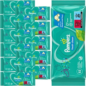PAMPERS FRESH CLEAN WIPES ВЛАЖНЫЕ САЛФЕТКИ 52 ШТ.