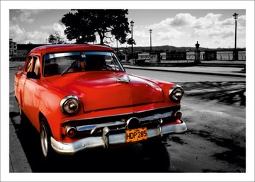 Ретро постер с автомобилями старых таймеров 100 х 70