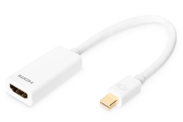 Kabel adapter DIGITUS mini Displayport 1080p 60Hz DP++ / HDMI M/Ż biały 0,1