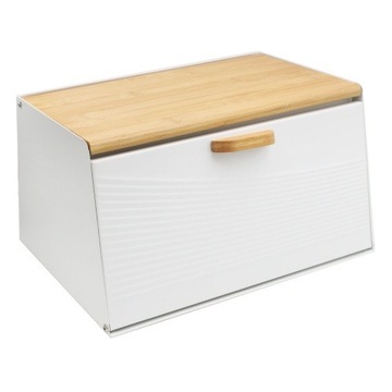 CHLEBAK POJEMNIK NA PIECZYWO Z DREWNIANĄ POKRYWKĄ METAL + DREWNO BAMBUSOWE