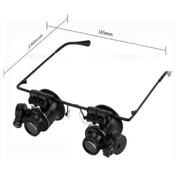 20x OKULARY SZKŁA LUPA POWIĘKSZAJĄCE Z ZOOM LED