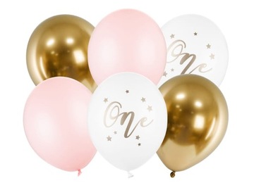 Zestaw balony ROCZEK złote białe Happy b-day