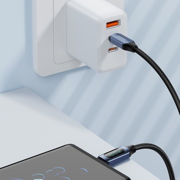 Kabel Toocki 100W USB Typ C - Kabel USB Typ C 1m Z Wyświetlaczem 1+1